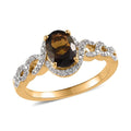 Tanzanian Golden Tourmaline, White Zircon Ring in Vermeil YG Over Sterling Silver (Size 10.0) 1.60 ctw - Sticky add to cart bar