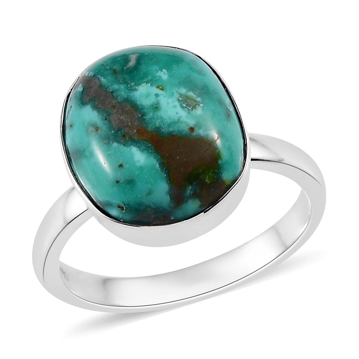 Artisan Crafted Sierra Nevada Turquoise Solitaire Ring in Sterling Silver (Size 10.0) 5.25 ctw