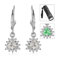 TLV Mexican Hyalite Opal, Moissanite Earrings in Platinum Over Sterling Silver with Free UV Torch 1.00 ctw