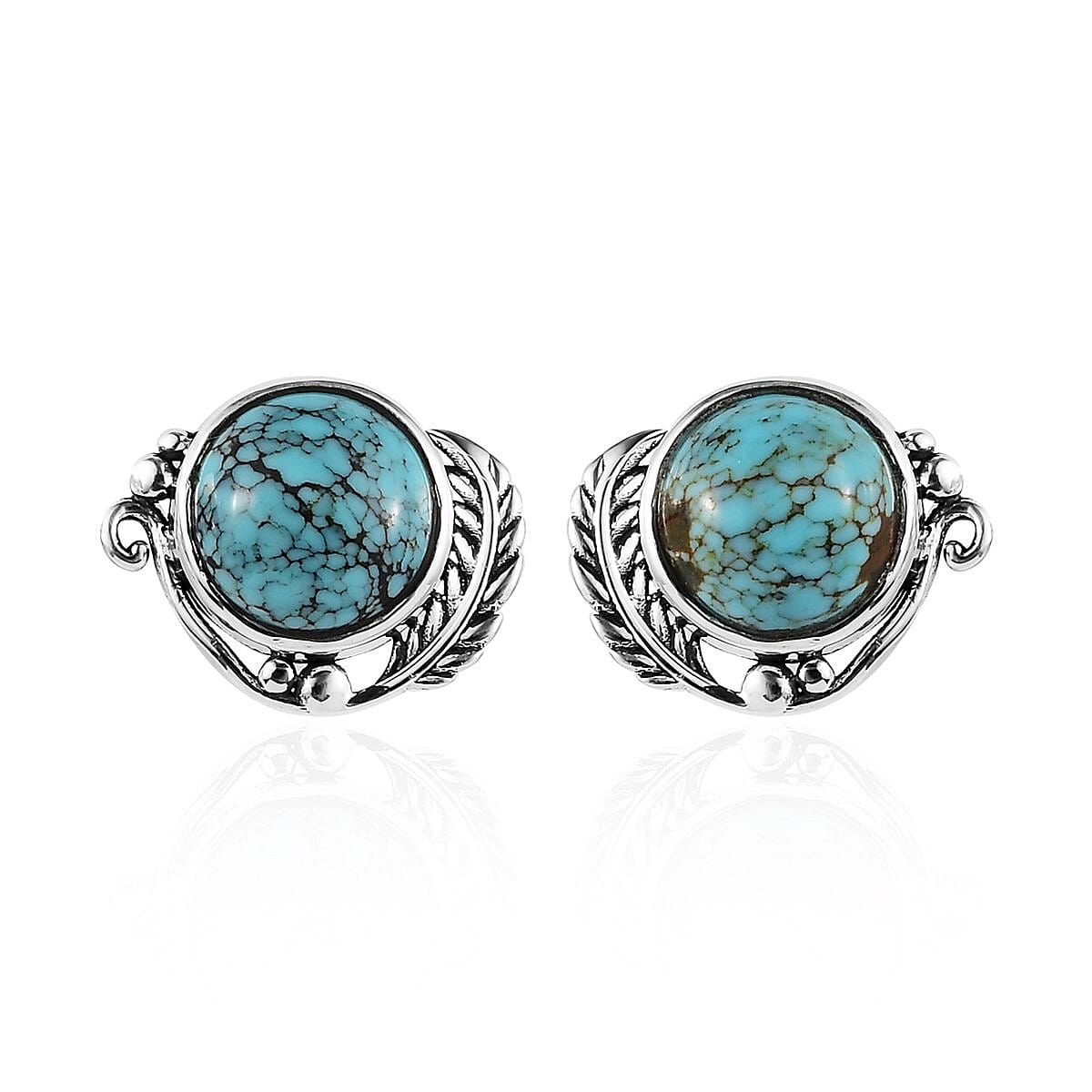 Artisan Crafted Blue Moon Turquoise Earrings in Sterling Silver 3.75 ctw