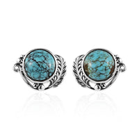 Artisan Crafted Blue Moon Turquoise Earrings in Sterling Silver 3.75 ctw