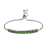 Peridot Color Crystal Bolo Bracelet in Stainless Steel | Tarnish-Free, Waterproof, Sweat Proof Jewelry