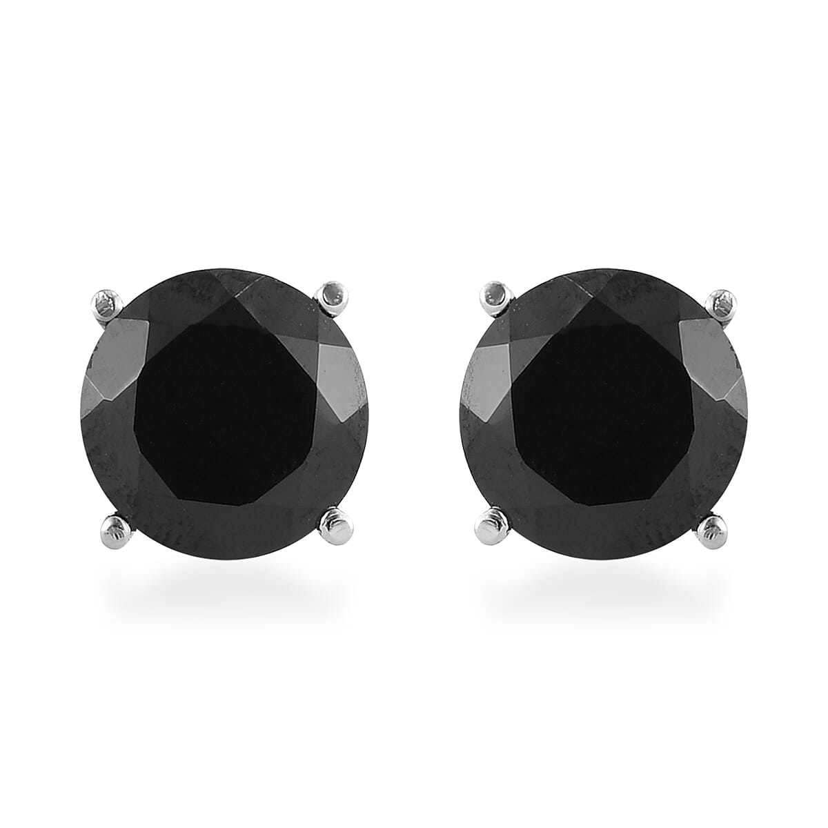 Thai Black Spinel Solitaire Stud Earrings in Stainless Steel 9.90 ctw