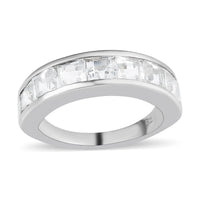 White Topaz Half Eternity Band Ring in Platinum Over Bronze 3.15 ctw