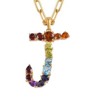 Multi Gemstone Necklace (18 Inches) in 18K Vermeil YG Over Sterling Silver 3.00 ctw