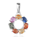 Multi Sapphire Cluster Pendant in Sterling Silver 2.10 ctw - Sticky add to cart bar