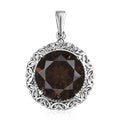 Brazilian Smoky Quartz Solitaire Pendant in Stainless Steel 10.00 ctw - Sticky add to cart bar