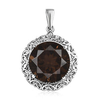 Brazilian Smoky Quartz Solitaire Pendant in Stainless Steel 10.00 ctw
