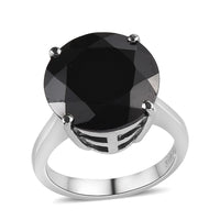 Natural Thai Black Spinel Solitaire Ring in Stainless Steel 8.85 ctw