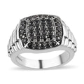 Thai Black Spinel Men's Ring in Stainless Steel 1.35 ctw - Sticky add to cart bar