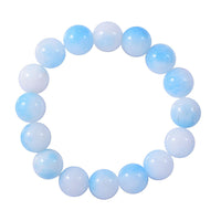 Sky Blue and white Agate Beaded Stretch Bracelet 75.00 ctw