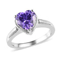 Karis Simulated Blue Diamond Solitaire Heart Ring in Platinum Bond (Size 11.0) 3.15 ctw - Sticky add to cart bar