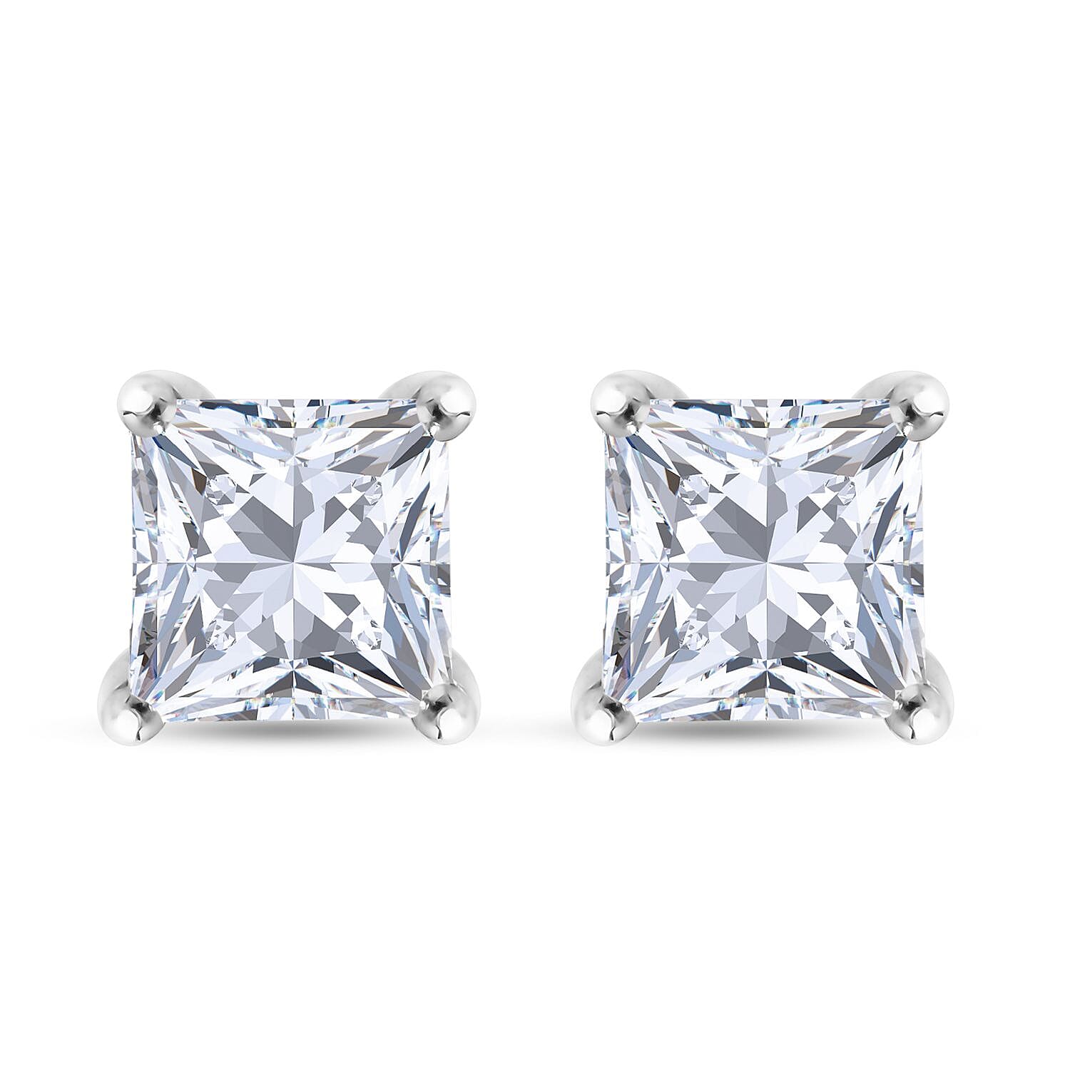 Brilliant Cut Moissanite Stud Earrings in Platinum Over Sterling Silver 2.35 ctw