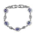 AAA Tanzanite and Natural White Zircon Bracelet in Platinum Over Sterling Silver (6.50 In) 5.90 ctw (Delivery in 8-10 Business Days) - Sticky add to cart bar