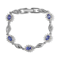 AAA Tanzanite and Natural White Zircon Bracelet in Platinum Over Sterling Silver (6.50 In) 5.90 ctw (Delivery in 8-10 Business Days)