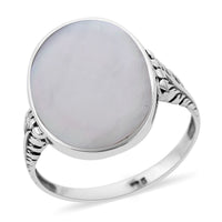 Abalone Shell Solitaire Ring in Sterling Silver