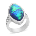 Lab Created Opal and White Austrian Crystal Aurora Radiance Ring - Sticky add to cart bar