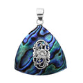 Abalone Shell Triangular Pendant with Silver Design - Sticky add to cart bar