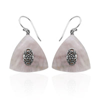 Triangular Floral Earrings in Sterling Silver
