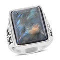 Malagasy Labradorite Ring in Stainless Steel - Sticky add to cart bar