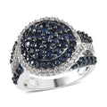 Premium Kanchanaburi Blue Sapphire and White Zircon Cluster Ring in Platinum Over Sterling Silver (Size 10.0) 2.40 ctw - Sticky add to cart bar