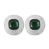 Green Austrian Crystal 6.00 ctw Earrings in Stainless Steel