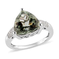 AAA Montezuma Prasiolite and Natural White Zircon Ring in Platinum Over Sterling Silver 5.65 ctw (Delivery in 3-5 Business Days) - Sticky add to cart bar