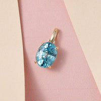 Luxoro 10K Yellow Gold Premium Cambodian Blue Zircon Solitaire Pendant 1.90 ctw
