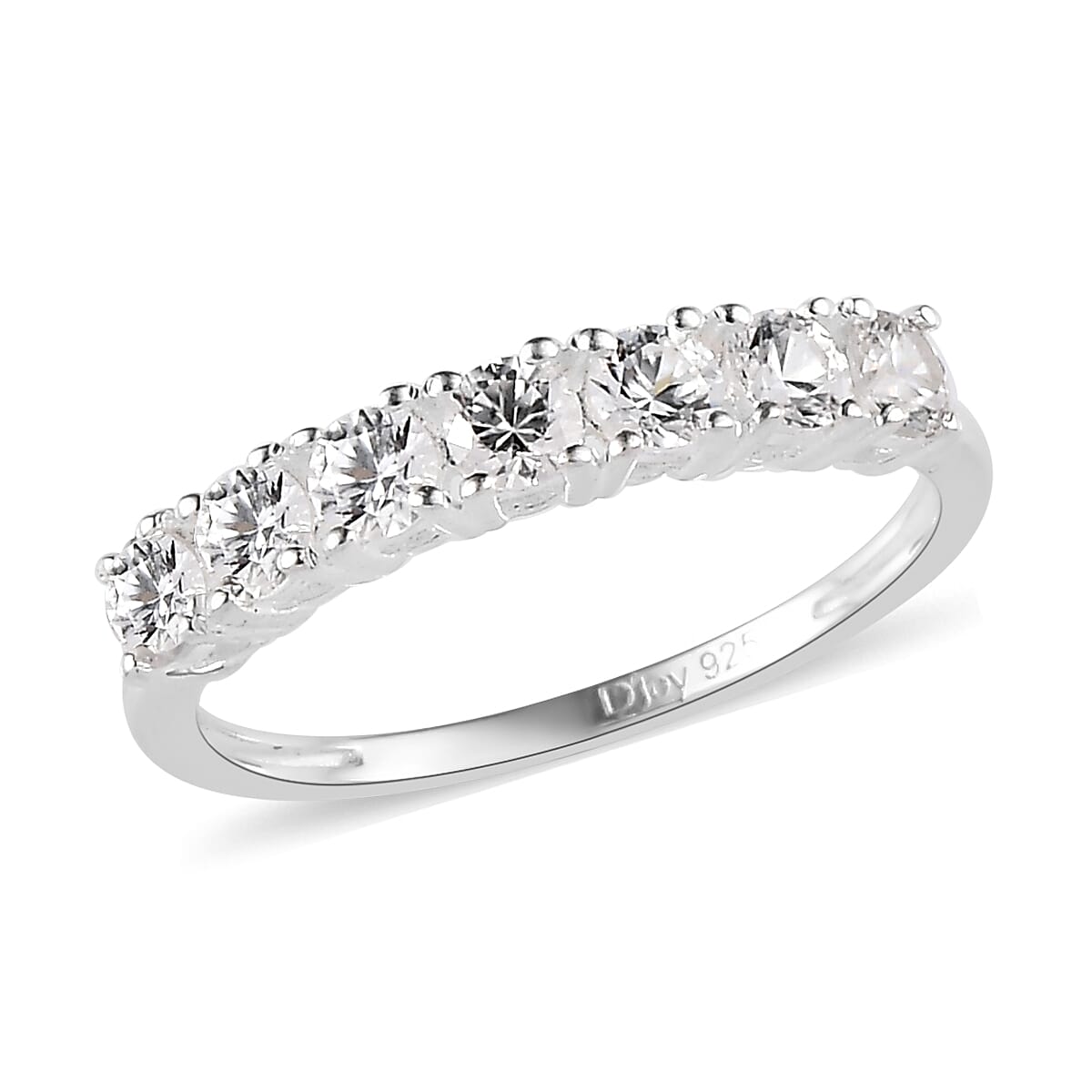 Natural White Zircon 7 Stone Ring in Sterling Silver 1.15 ctw