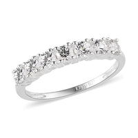 Natural White Zircon 7 Stone Ring in Sterling Silver 1.15 ctw