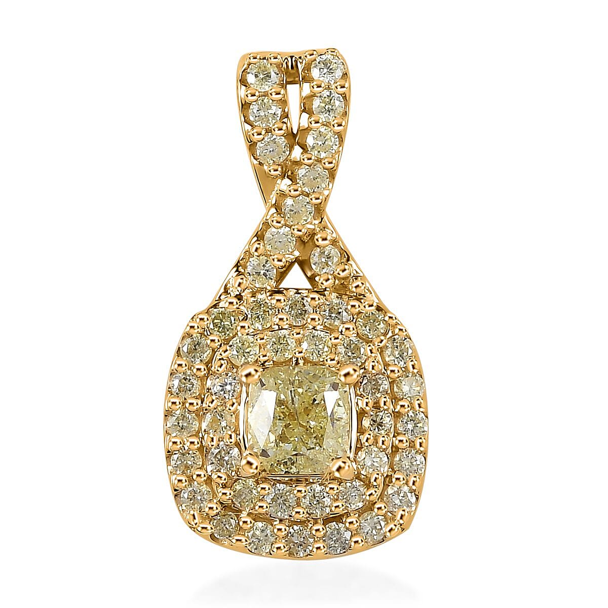 Luxoro 14K Yellow Gold I2-I3 Natural Yellow Diamond Pendant 1.00 ctw