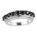 Natural Thai Black Spinel Half Eternity Band Ring in Stainless Steel 1.25 ctw - Sticky add to cart bar