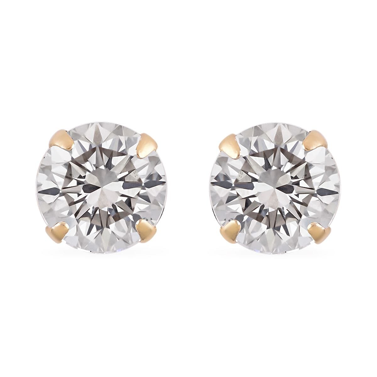 14K Yellow Gold Crystal(4mm) Solitaire Stud Earrings