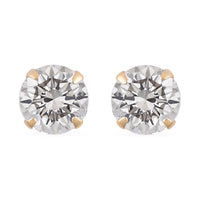 14K Yellow Gold Crystal(4mm) Solitaire Stud Earrings