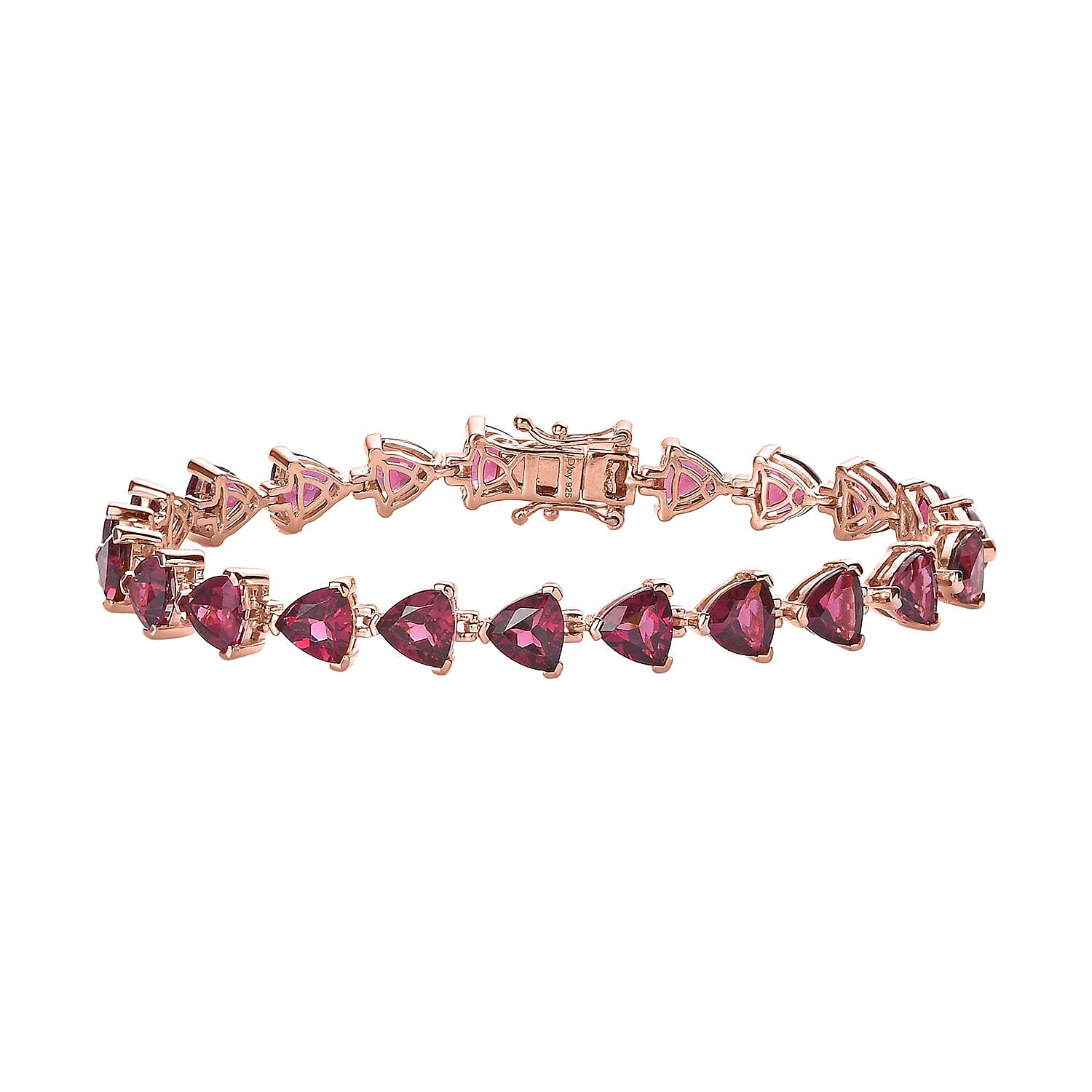 Premium Natural Tanzanian Wine Garnet Bracelet in Vermeil Rose Gold Over Sterling Silver (7.25 In) 10.65 Grams 20.65 ctw