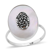 Mother Of Pearl Ring in Sterling Silver (Size 10.0)