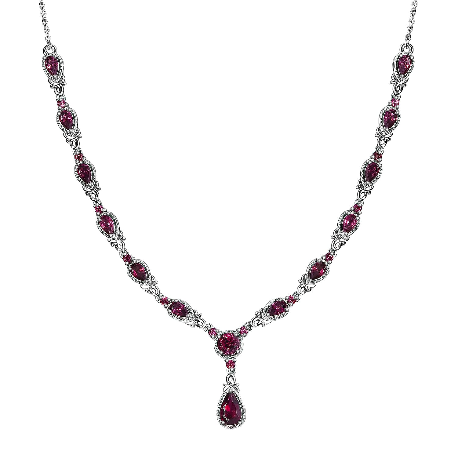 Premium Tanzanian Wine Garnet Necklace 18 Inches in Platinum Over Sterling Silver 5.40 ctw