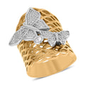 Austrian Crystal Honeycomb Bee Ring in ION Plated YG and Stainless Steel - Sticky add to cart bar
