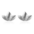 Platinum Over Sterling Silver Lotus Flower Stud Earrings 0.80 Grams - Sticky add to cart bar