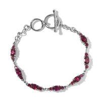 Natural Tanzanian Wine Garnet Toggle Clasp Bracelet in Platinum Over Sterling Silver (6.50 In) 5.40 ctw