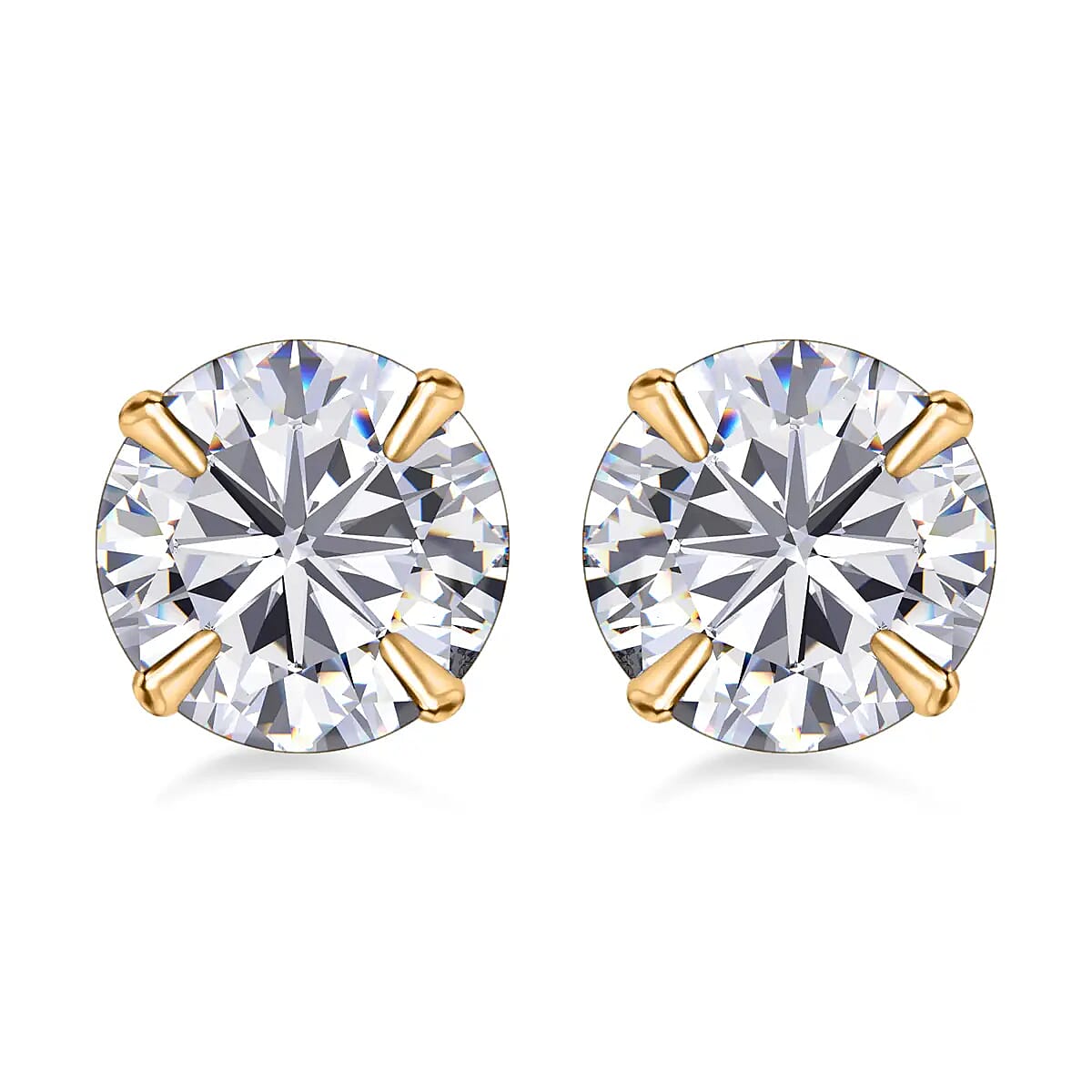 14K Yellow Gold Crystal Stud Earrings, Crystal Studs, Solitaire Studs, Crystal Earrings, Solitaire Earrings, 14K Yellow Gold Studs