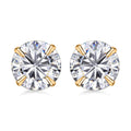 14K Yellow Gold Crystal Stud Earrings, Crystal Studs, Solitaire Studs, Crystal Earrings, Solitaire Earrings, 14K Yellow Gold Studs - Sticky add to cart bar