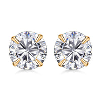 14K Yellow Gold Crystal Stud Earrings, Crystal Studs, Solitaire Studs, Crystal Earrings, Solitaire Earrings, 14K Yellow Gold Studs