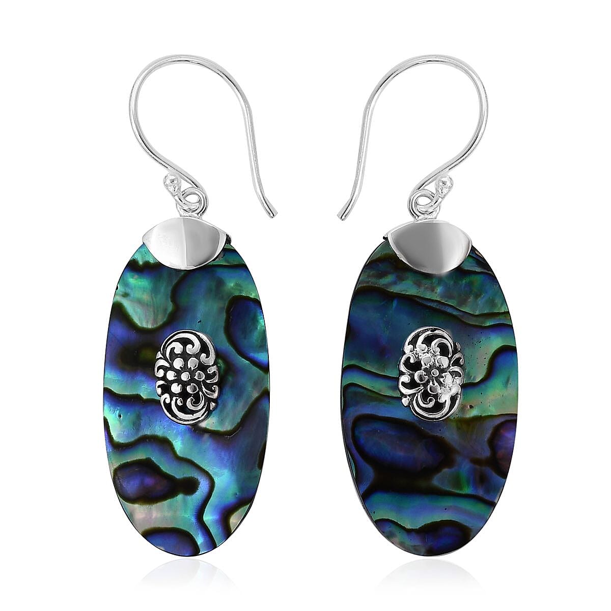 Sponge Coral Oval Shape Earrings in Sterling Silver