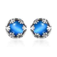 Aurora Moonstone Earrings, Solitaire Stud Earrings, Moonstone Studs, Sterling Silver Earrings 3.00 ctw