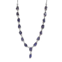 Artisan Crafted Rough Cut Tanzanite Necklace 18 Inches in Sterling Silver 18 Grams 42.00 ctw