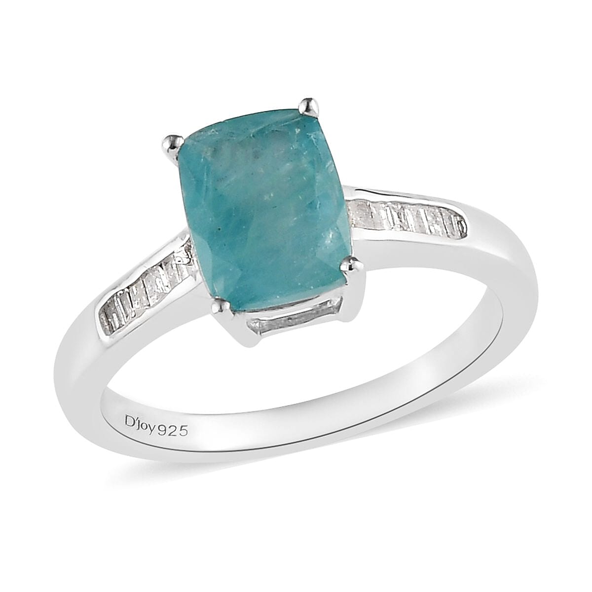 Premium Grandidierite, Diamond Ring in Platinum Over Sterling Silver (Size 10.0) 1.60 ctw