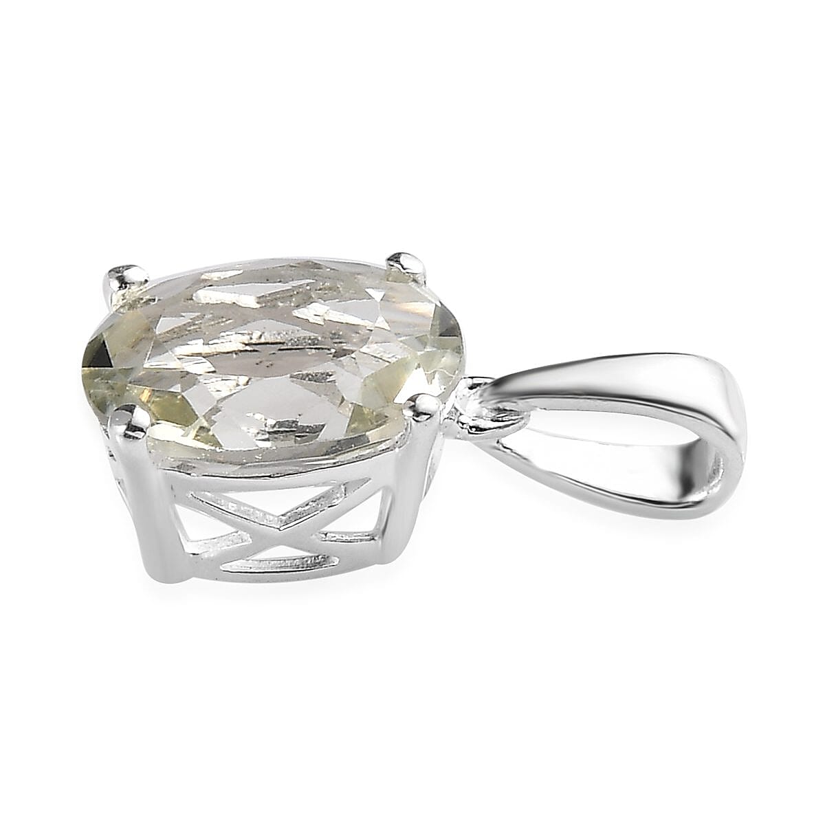 Montezuma Prasiolite Solitaire Pendant in Sterling Silver (Delivery in 7-10 Business Days) 2.35 ctw