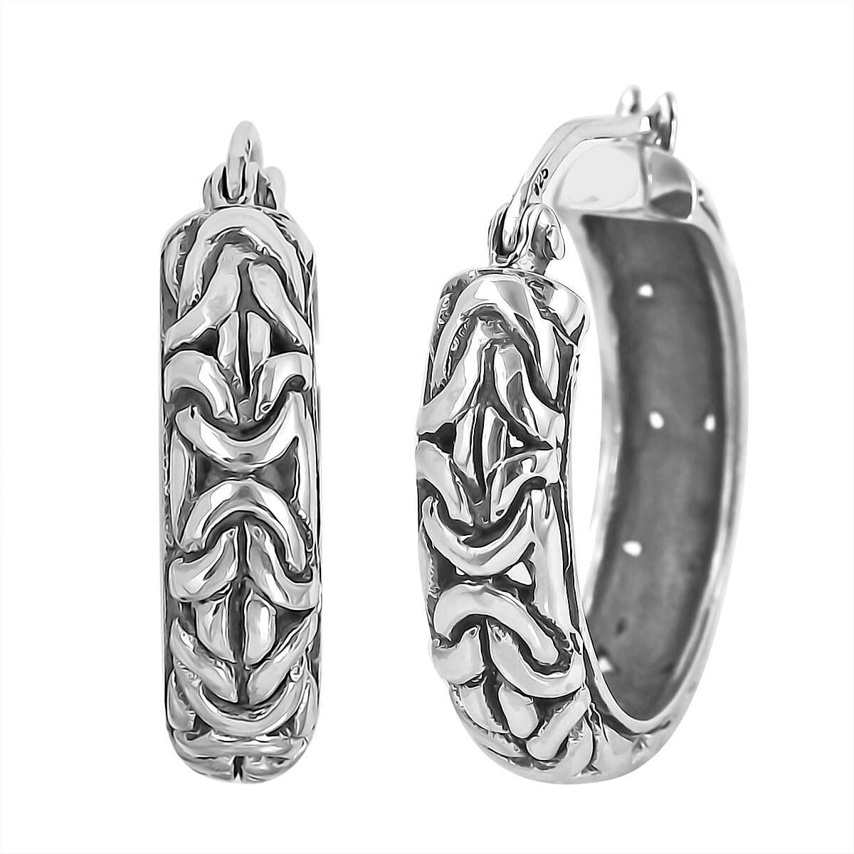 Bali Legacy Hoop Earrings, Sterling Silver Earrings, Silver Hoops, Filigree Hoop Earrings 6.60 Grams