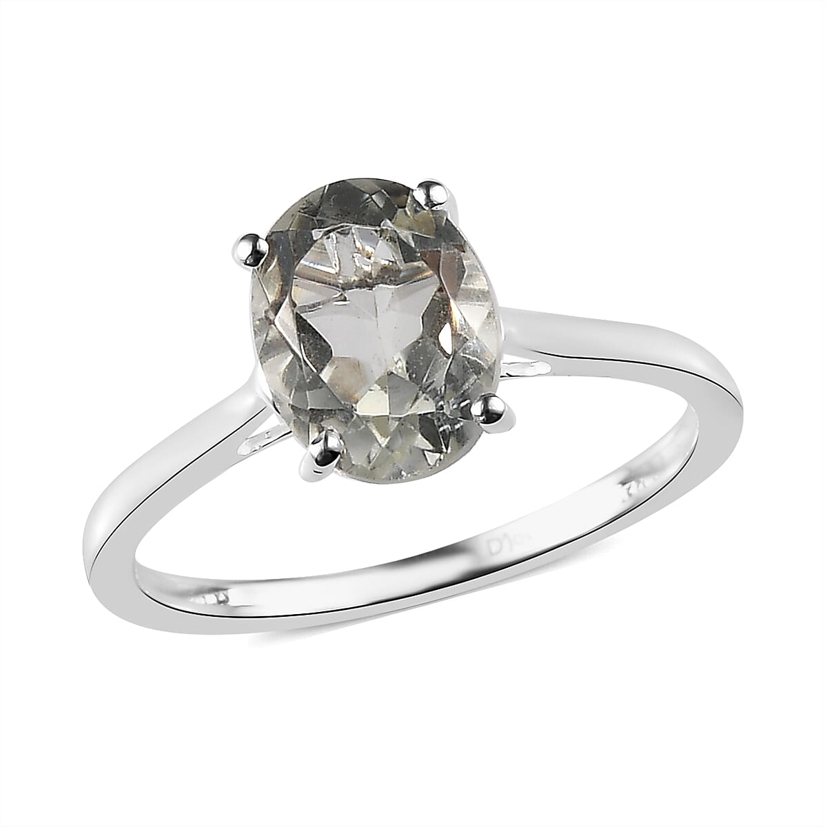 Brazilian Green Gold Quartz Solitaire Ring in Sterling Silver (Size 10.0) 1.65 ctw